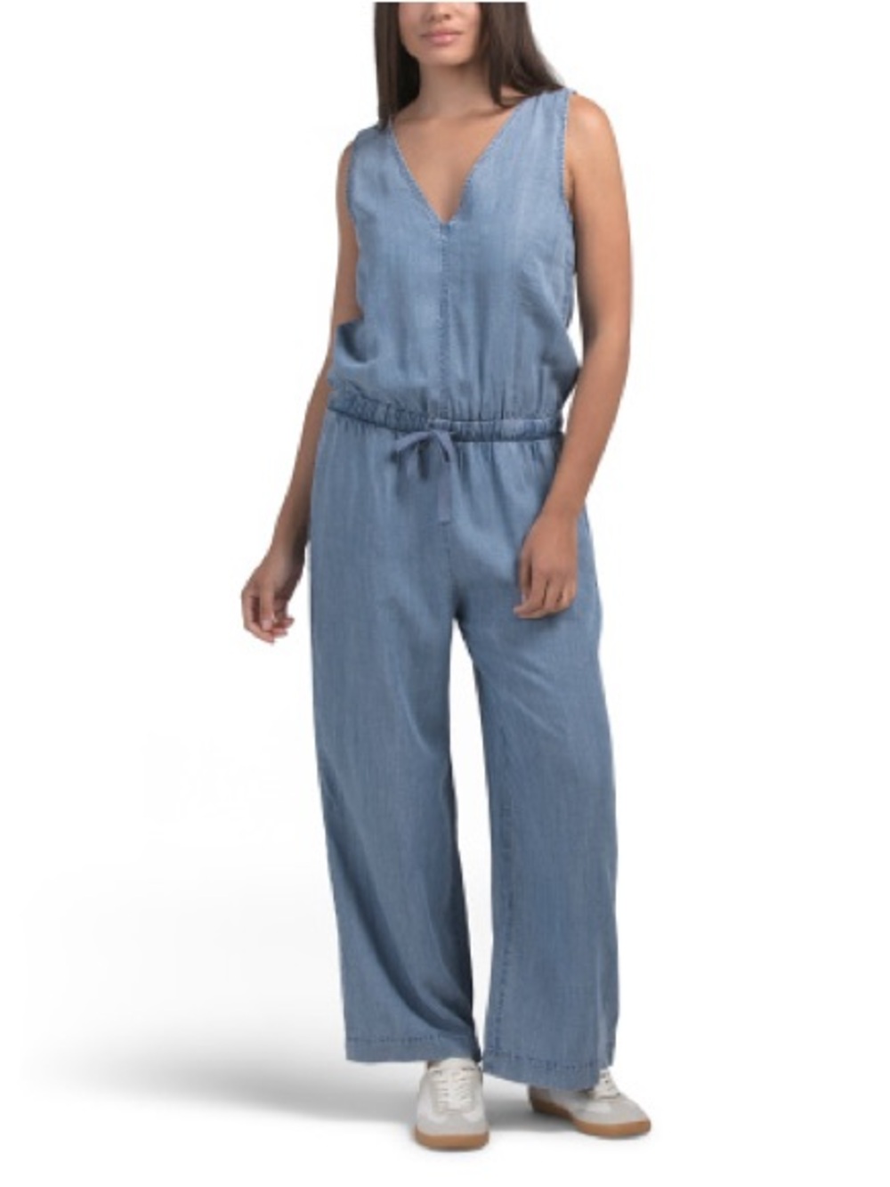 Splendid Light Blue Chambray V-Neck Sleeveless Jumpsuit